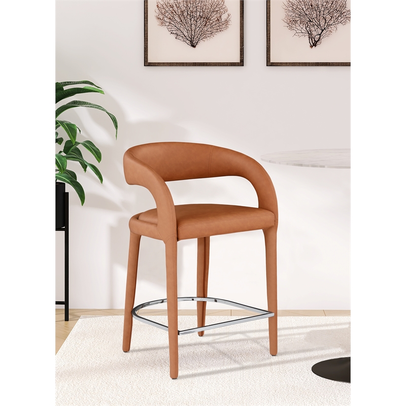 Meridian Furniture Sylvester Cognac Vegan Leather Stool