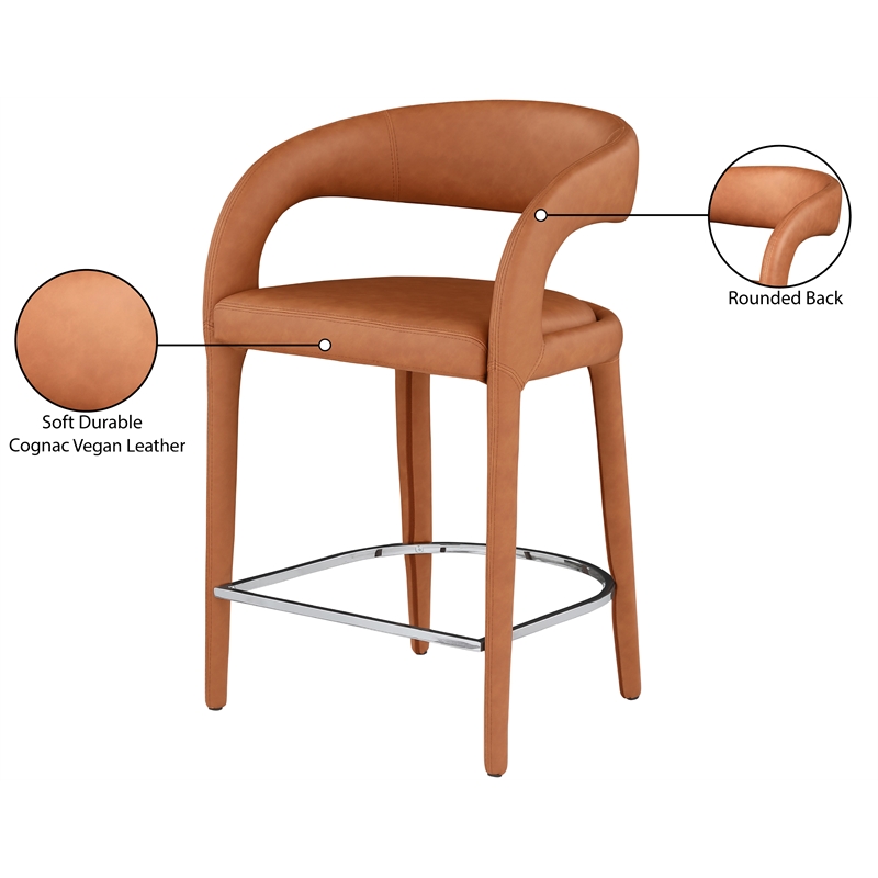Meridian Furniture Sylvester Cognac Vegan Leather Stool