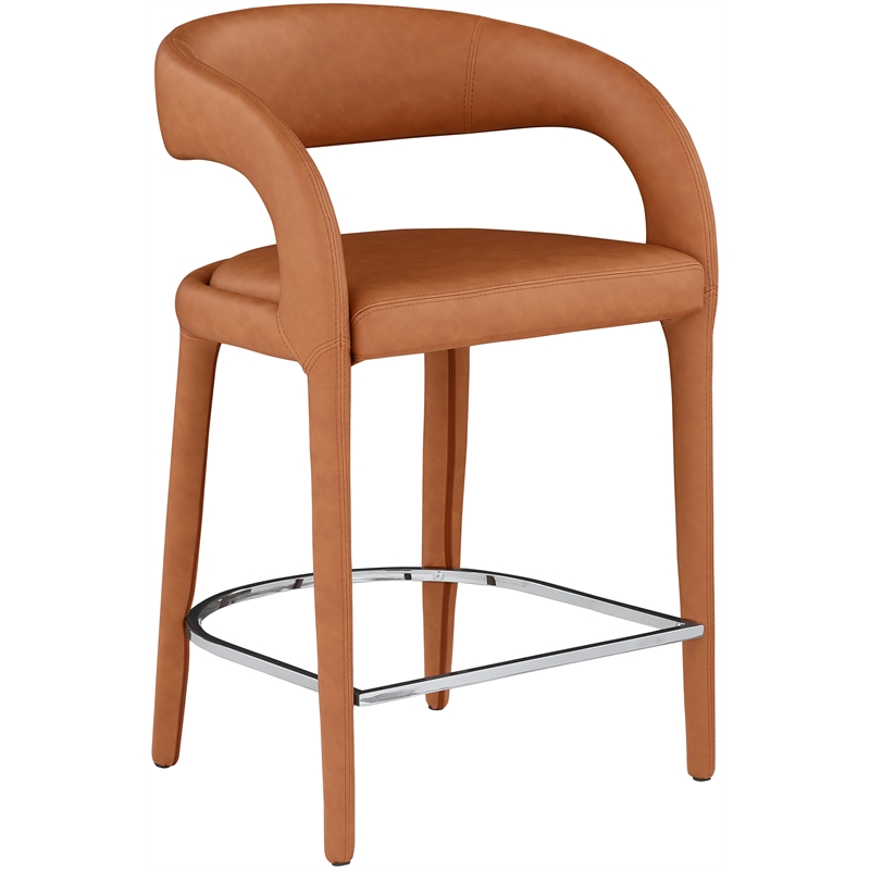Meridian Furniture Sylvester Cognac Vegan Leather Stool