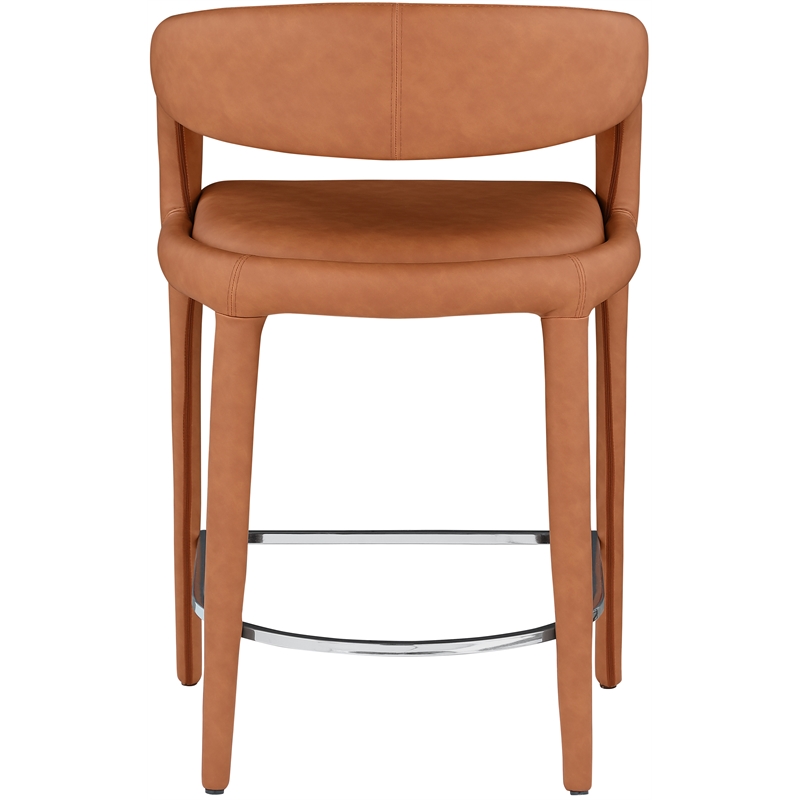 Meridian Furniture Sylvester Cognac Vegan Leather Stool