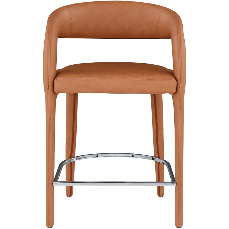 Meridian Furniture Sylvester Cognac Vegan Leather Stool