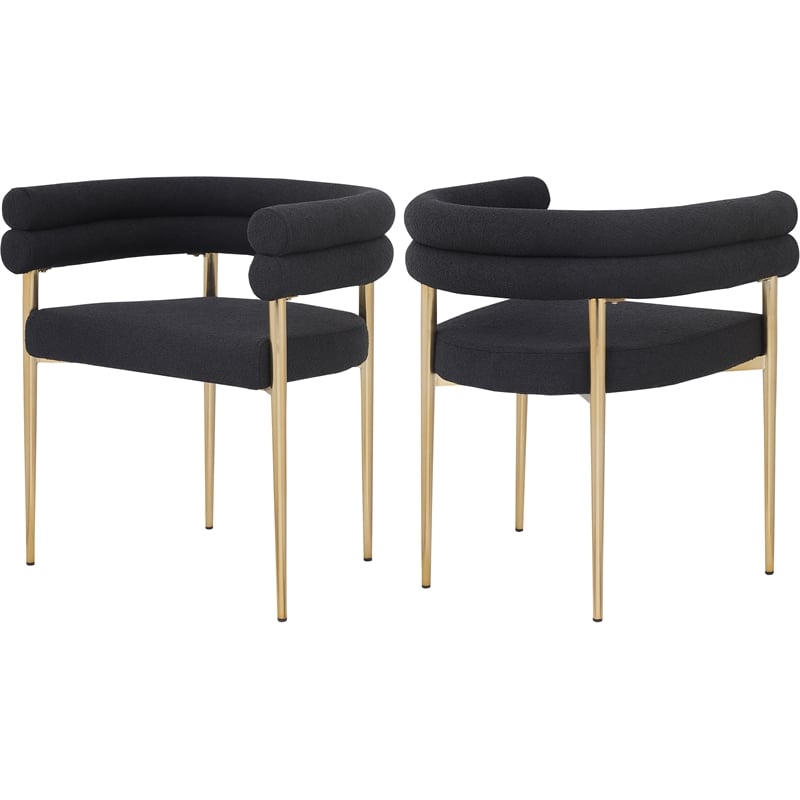 Meridian Furniture Brielle Black Boucle Fabric Dining Chair (Set of 2)