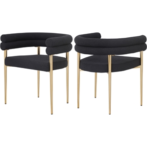meridian furniture brielle black boucle fabric dining chair (set of 2)