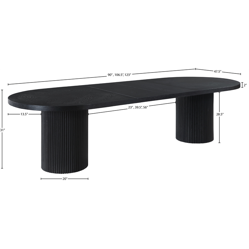 Meridian Furniture Belinda Black Oak Wood Dining Table