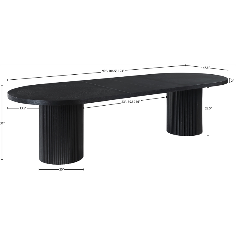 Meridian Furniture Belinda Black Oak Wood Dining Table