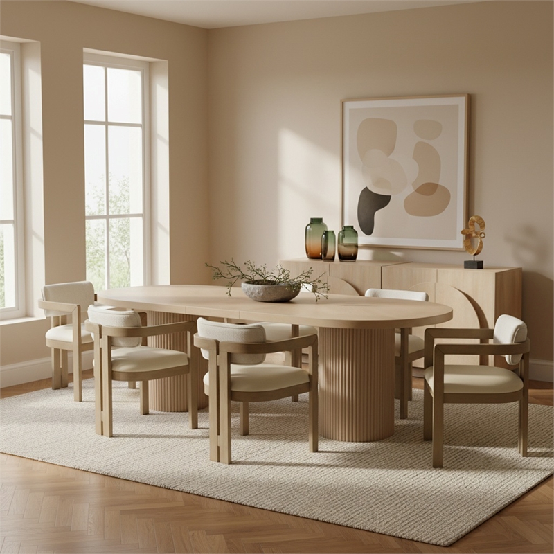 Meridian Furniture Belinda Natural White Oak Wood Dining Table