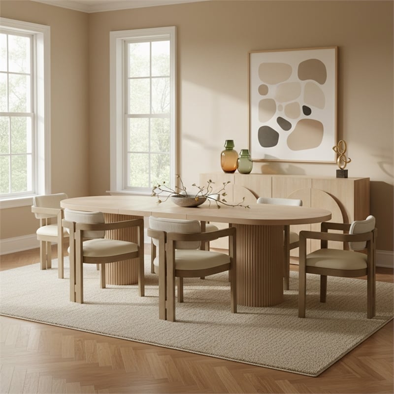 Meridian Furniture Belinda Natural White Oak Wood Dining Table