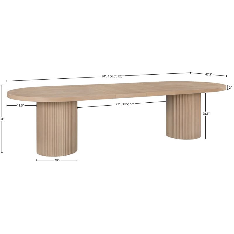 Meridian Furniture Belinda Natural White Oak Wood Dining Table