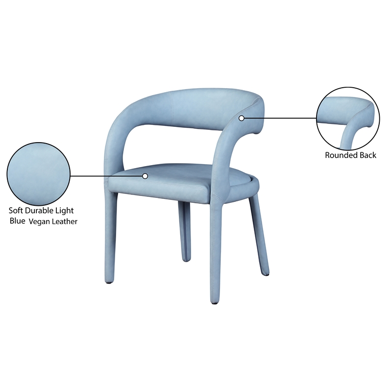 Meridian Furniture Sylvester Light Blue Vegan Leather Dining Chair