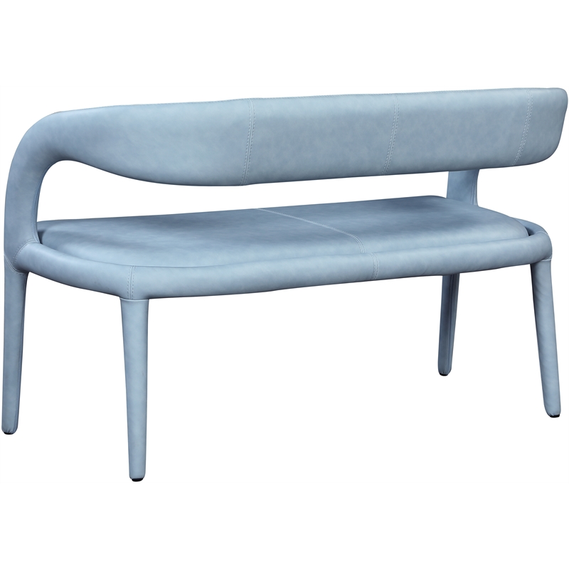 Meridian Furniture Sylvester Light Blue Vegan Leather Bench