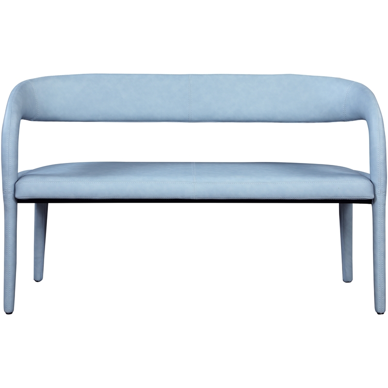 Meridian Furniture Sylvester Light Blue Vegan Leather Bench