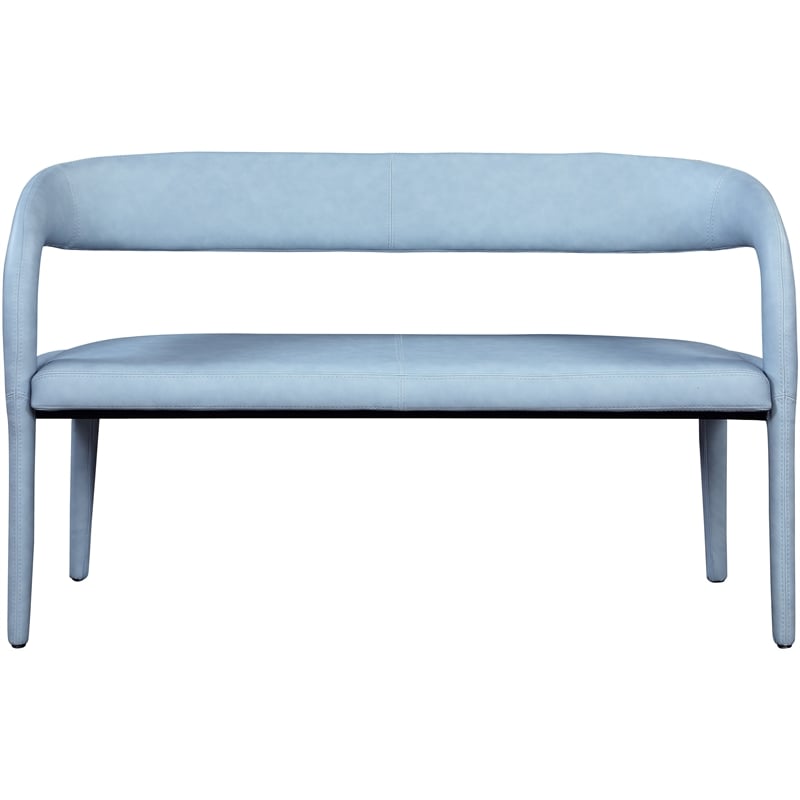 Meridian Furniture Sylvester Light Blue Vegan Leather Bench