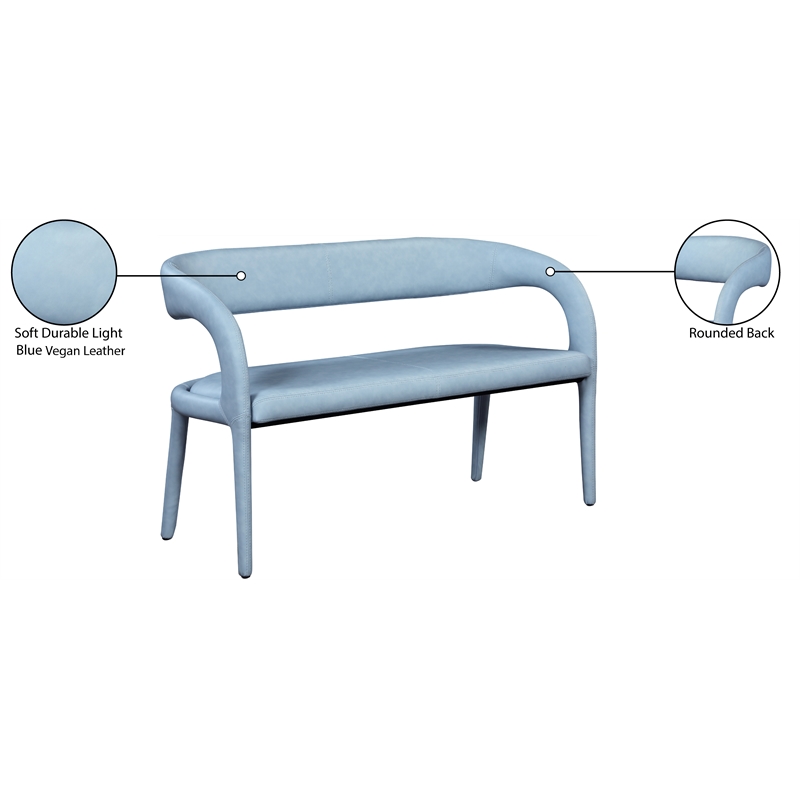 Meridian Furniture Sylvester Light Blue Vegan Leather Bench