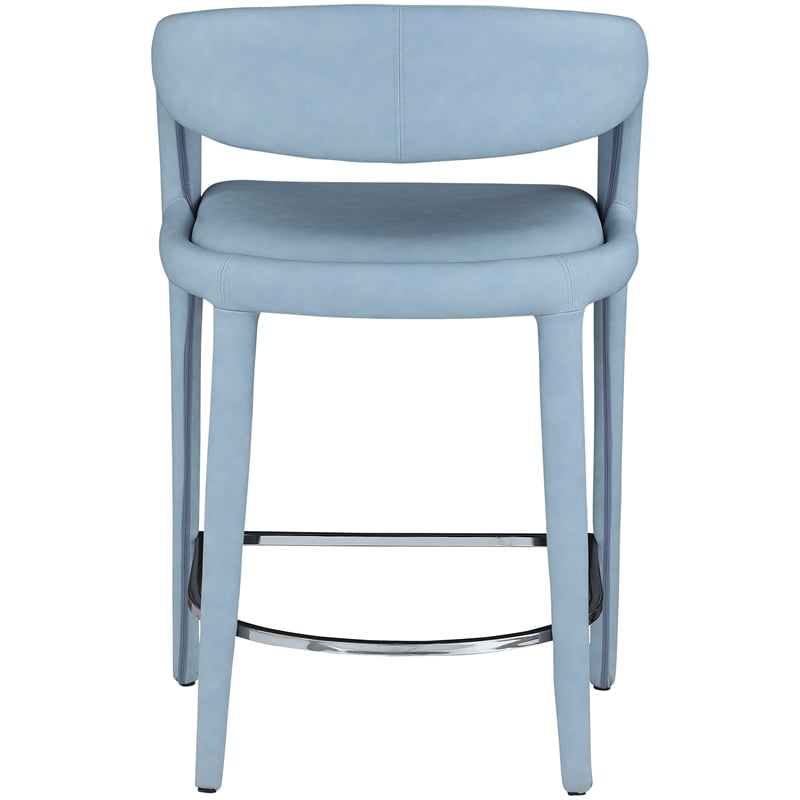 Meridian Furniture Sylvester Light Blue Vegan Leather Stool