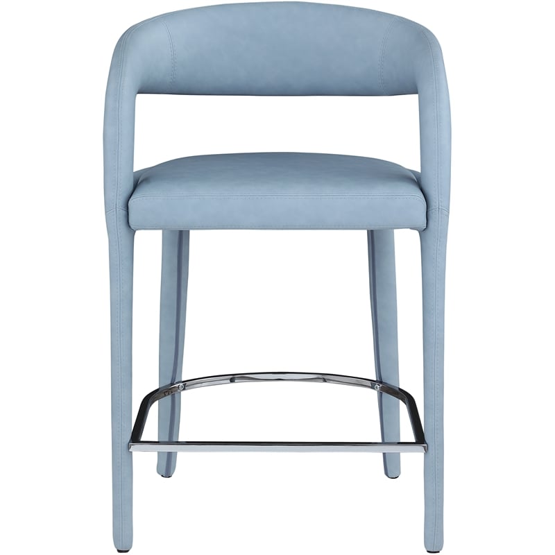 Meridian Furniture Sylvester Light Blue Vegan Leather Stool