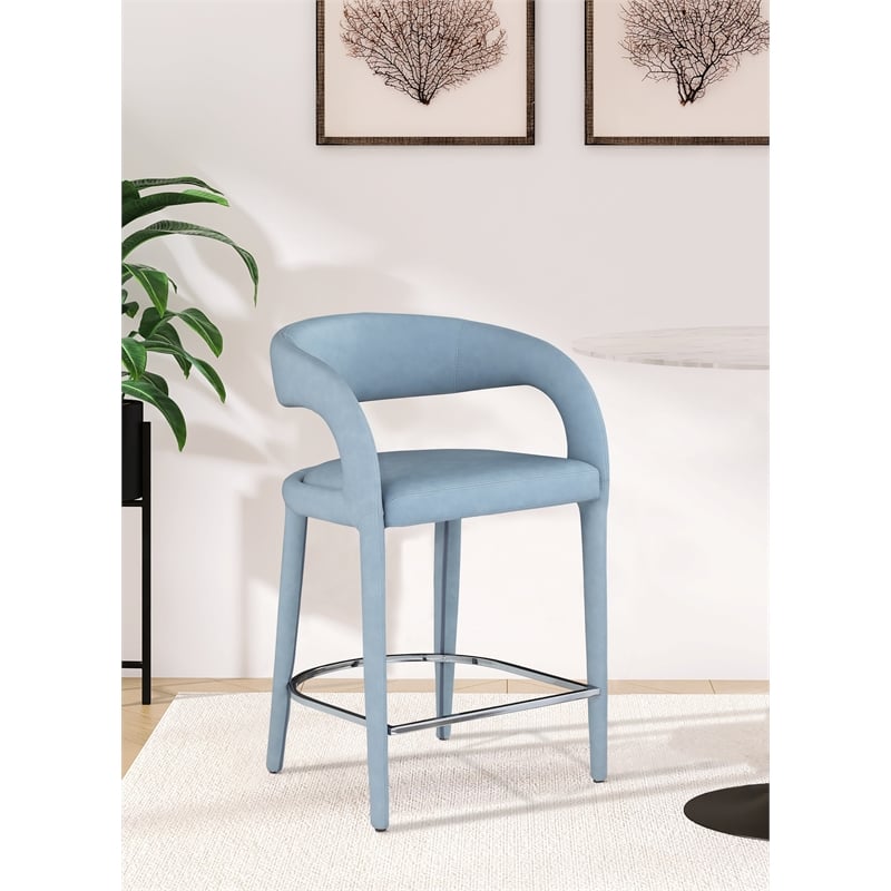 Meridian Furniture Sylvester Light Blue Vegan Leather Stool