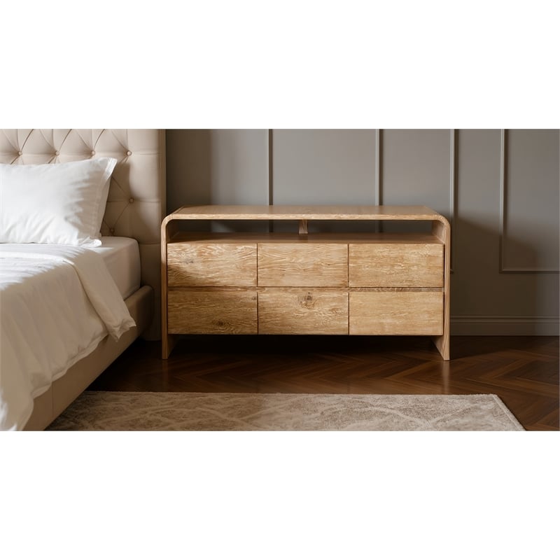 Meridian Furniture Cresthill Natural Solid Oak Wood Dresser