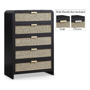Meridian Furniture Sage Black Chest with Natural Cane Drawer Front