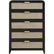 Meridian Furniture Sage Black Chest with Natural Cane Drawer Front