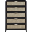 Meridian Furniture Sage Black Chest with Natural Cane Drawer Front
