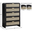 Meridian Furniture Sage Black Chest with Natural Cane Drawer Front