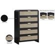 Meridian Furniture Sage Black Chest with Natural Cane Drawer Front