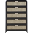 Meridian Furniture Sage Black Chest with Natural Cane Drawer Front