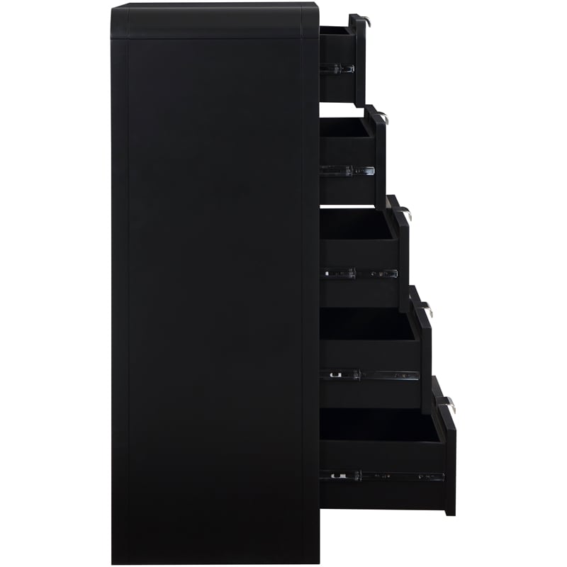 Meridian Furniture Sage Black Chest with Natural Cane Drawer Front
