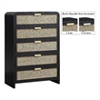 Meridian Furniture Sage Black Chest with Natural Cane Drawer Front