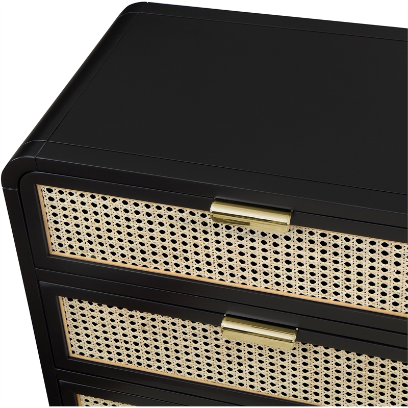 Meridian Furniture Sage Black Dresser with Natural Cane Drawer Front
