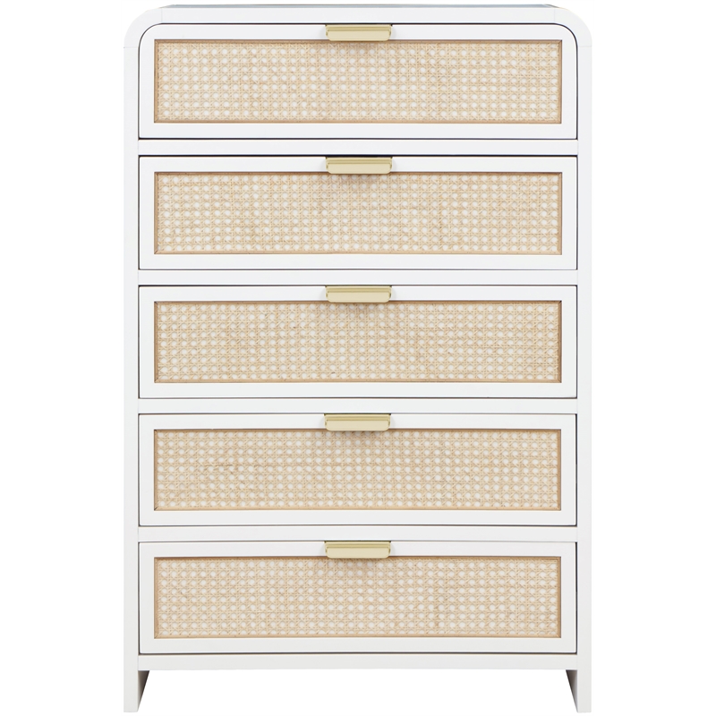 Meridian Furniture Sage White Chest with Natural Cane Drawer Front
