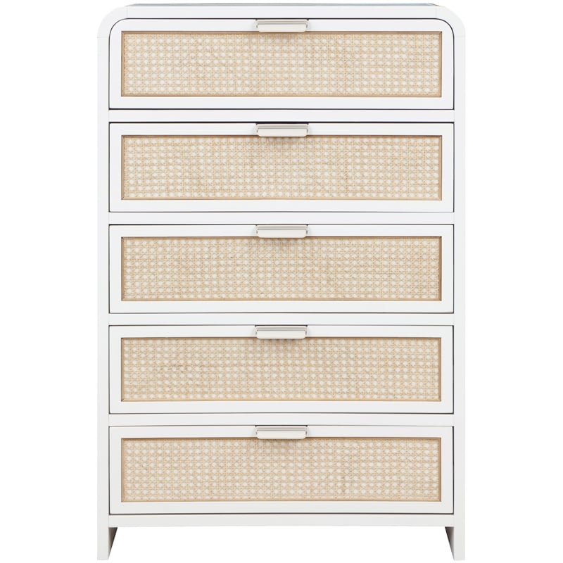 Meridian Furniture Sage White Chest with Natural Cane Drawer Front