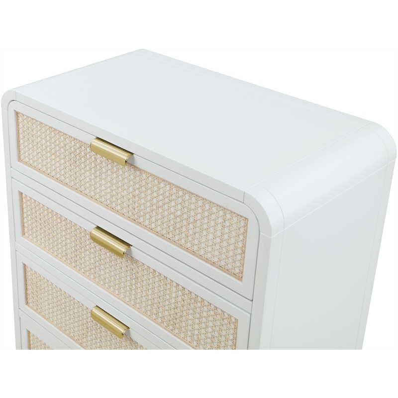 Meridian Furniture Sage White Chest with Natural Cane Drawer Front