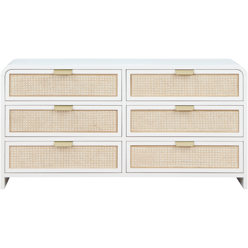 Meridian Furniture Sage White Dresser with Natural Cane Drawer Front