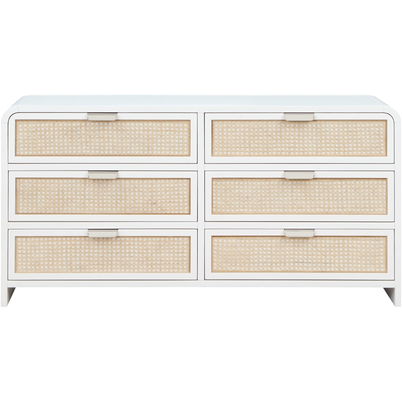 Meridian Furniture Sage White Dresser with Natural Cane Drawer Front