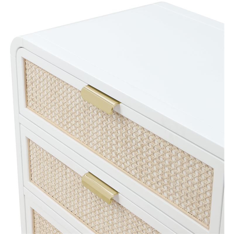 Meridian Furniture Sage White Dresser with Natural Cane Drawer Front