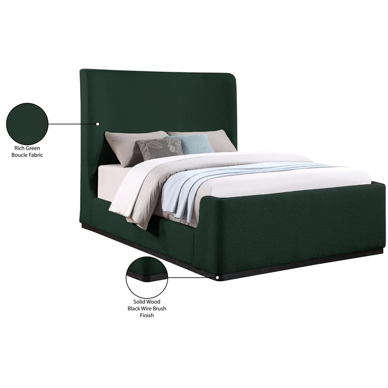 Meridian Furniture Oliver Green Fabric Queen Bed