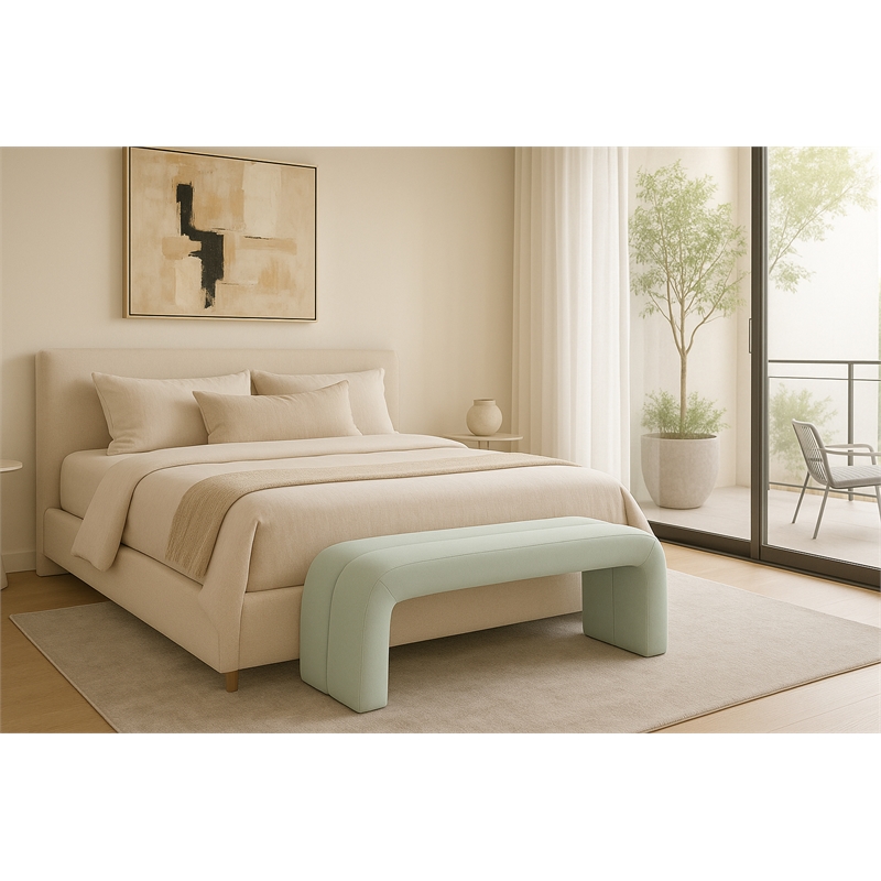 Meridian Furniture Arc Mint Vegan Leather Bench