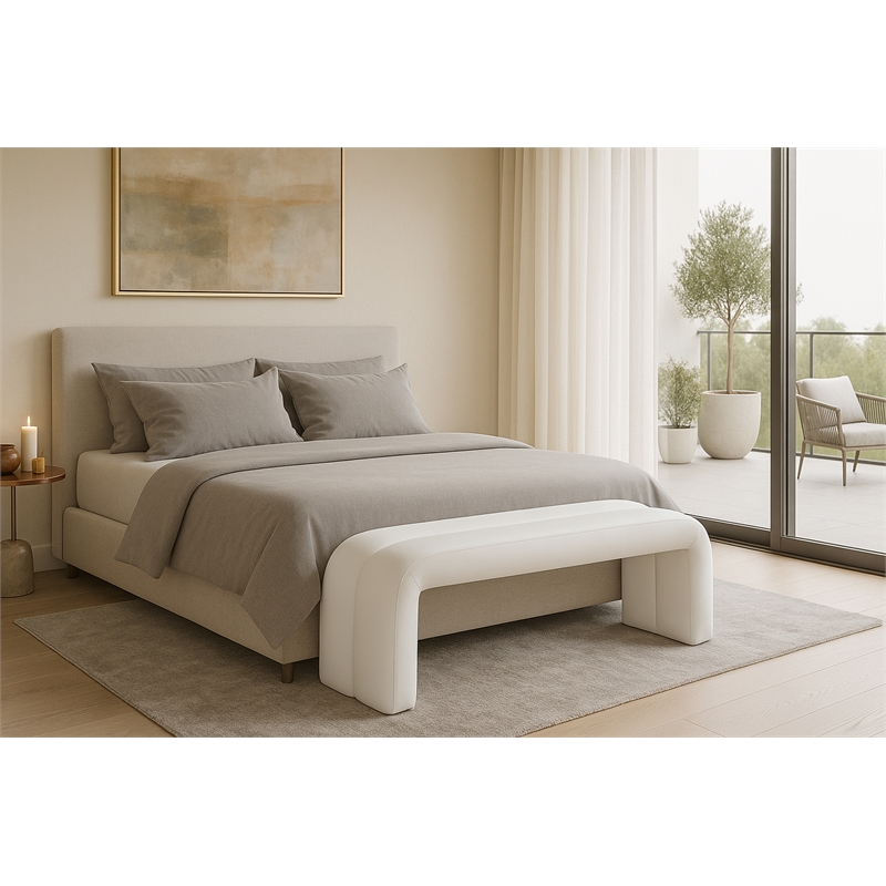 Meridian Furniture Arc White Vegan Leather Bench