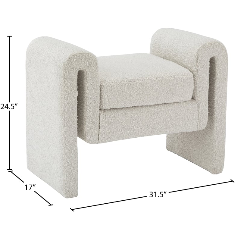 Meridian Furniture Stylus Cream Fabric Bench