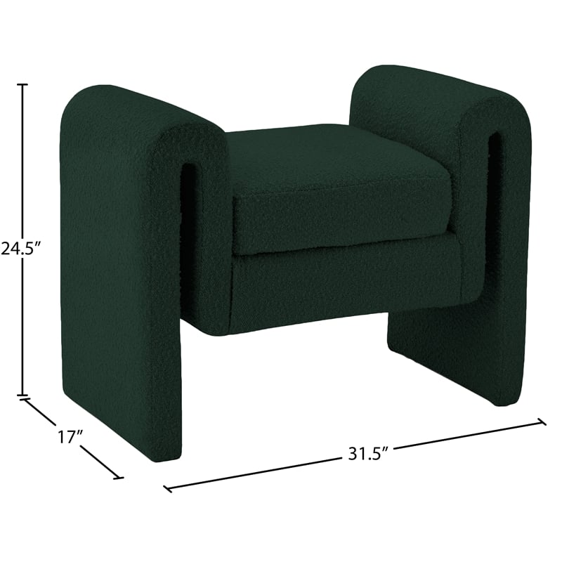 Meridian Furniture Stylus Green Fabric Bench