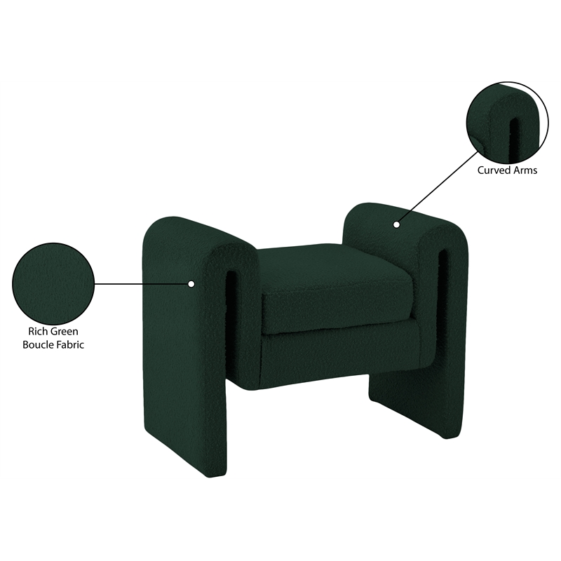 Meridian Furniture Stylus Green Fabric Bench