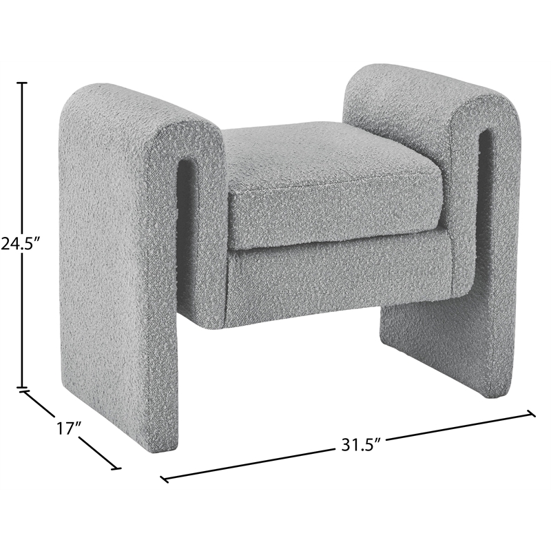 Meridian Furniture Stylus Grey Fabric Bench