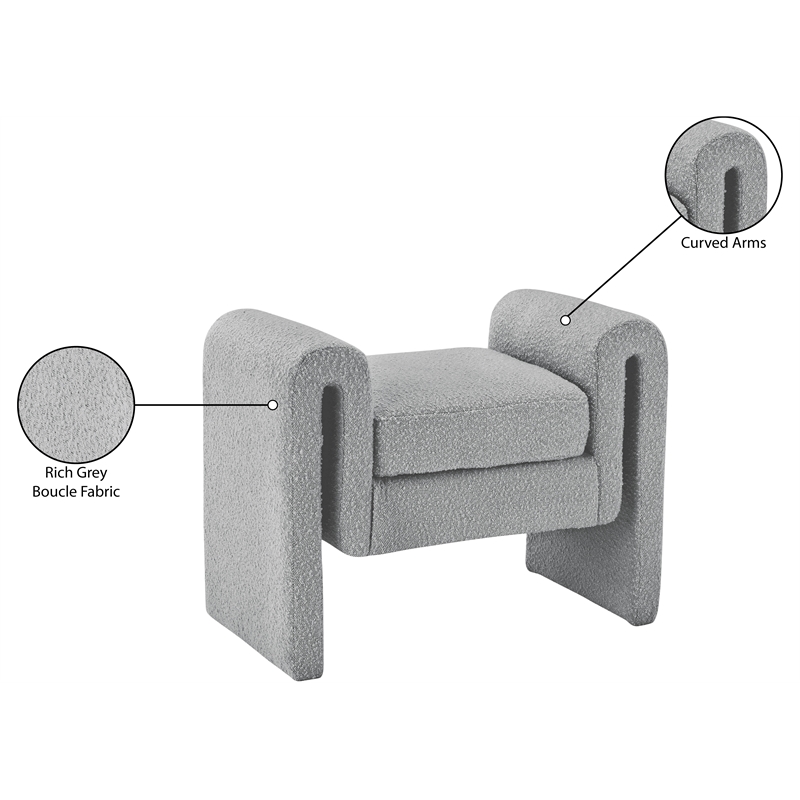 Meridian Furniture Stylus Grey Fabric Bench
