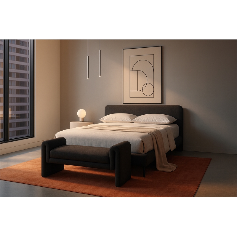 Meridian Furniture Stylus Black Fabric Bench