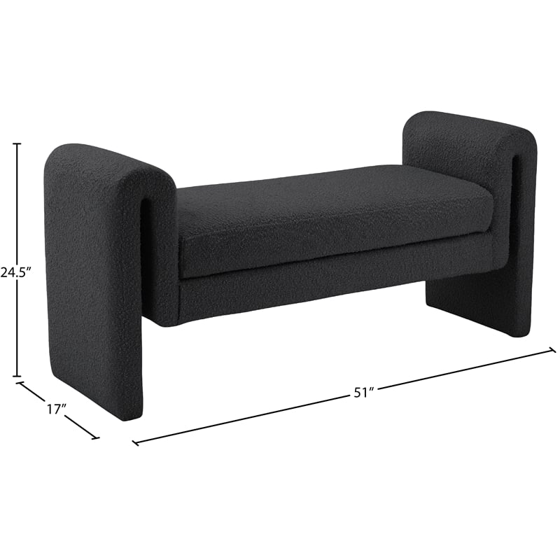 Meridian Furniture Stylus Black Fabric Bench
