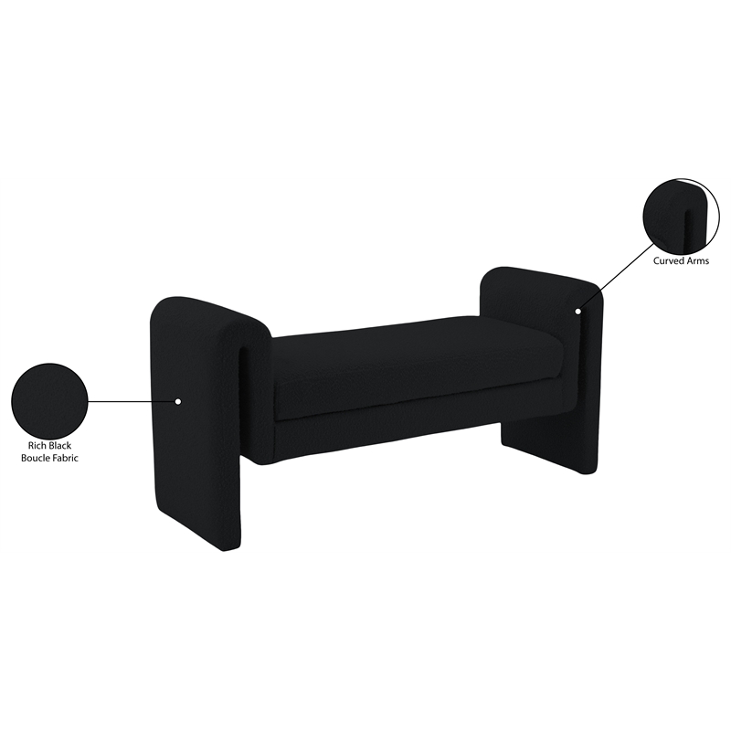Meridian Furniture Stylus Black Fabric Bench