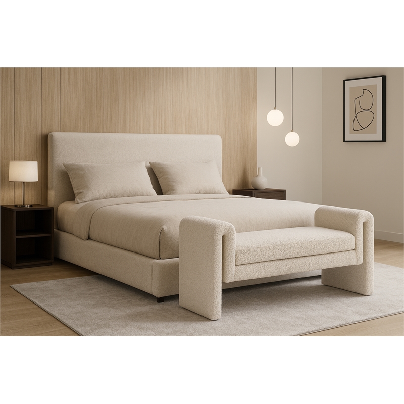 Meridian Furniture Stylus Cream Fabric Bench