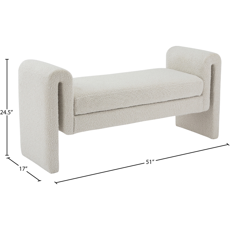 Meridian Furniture Stylus Cream Fabric Bench