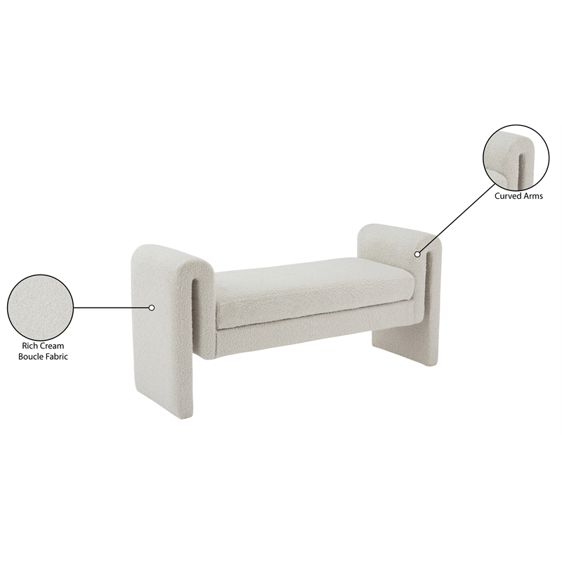 Meridian Furniture Stylus Cream Fabric Bench